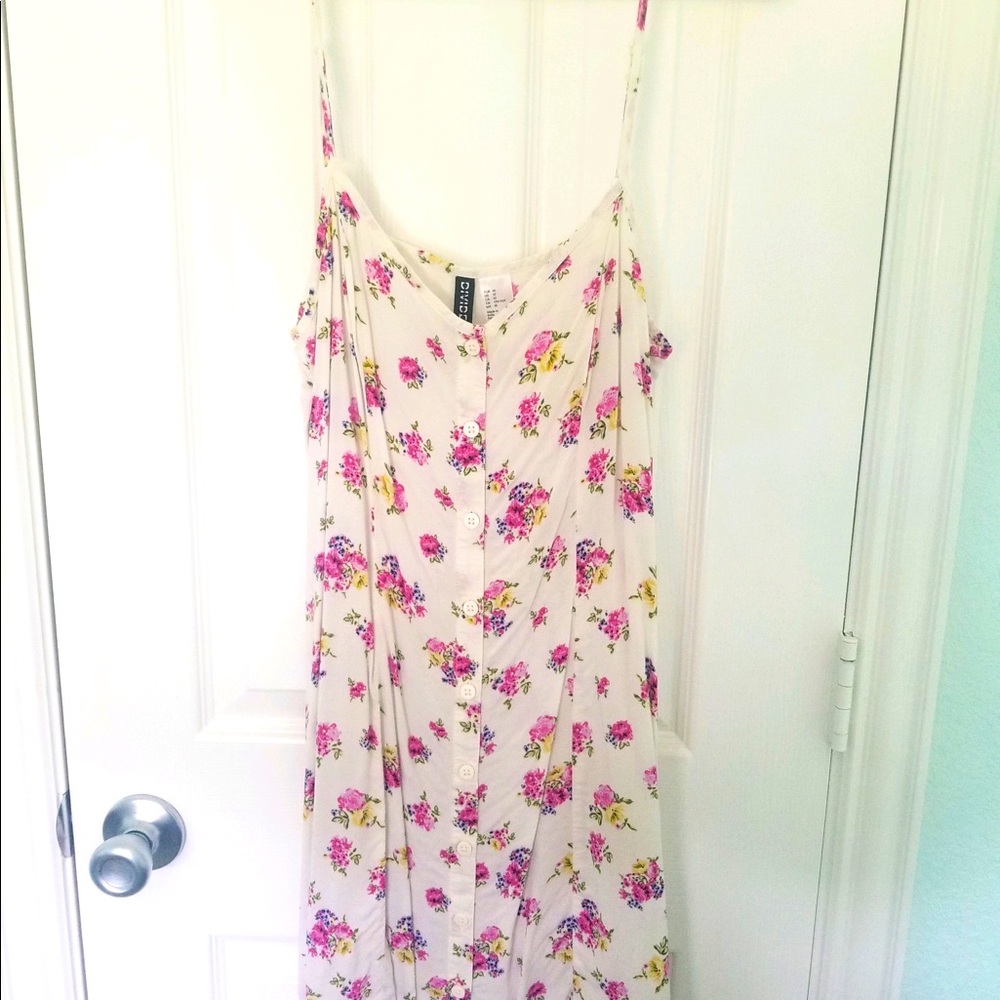 Pink floral mini dress H&M